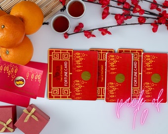 Chinese New Year - 2024 Year of the Dragon Scratch Off Fortune Cards - 10 count, Fortune Card, Scratch Card, Chinese New Year 2024, CNY 2024