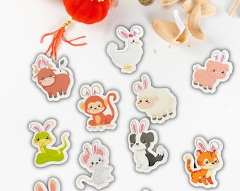 Chinese New Year Zodiac Animal Stickers: Waterproof Vinyl Decals