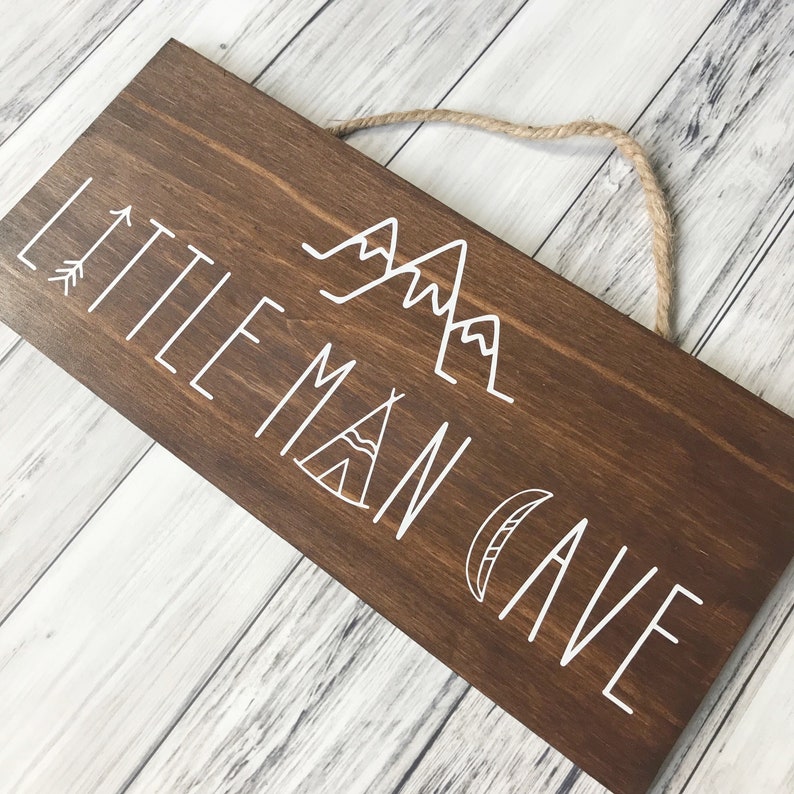Little Man Cave Sign. Baby Boy Nursery Print. Kids Room Wall Art
