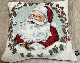 Cojín con relleno de 45X45 - de gobelino - motivo "Papá Noel" - desenfundable - hecho en Italia