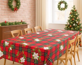 Mantel artesanal - Hecho en Italia - Navidad - con motivos navideños - 12 plazas - tamaño 140x240 - 100% algodón - impresión digital