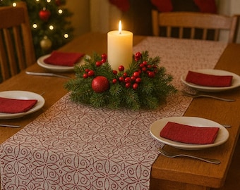 Centro de mesa camino de mesa en tejido de algodón y lurex - medida 150X50 - fabricado en Italia - Navidad - Noel - colección Navidad - idea regalo navidad.