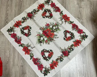 Camino de mesa de tela de algodón con impresión digital - tamaño 90X90 - hecho en Italia - colección Navidad - idea de regalo de Navidad.