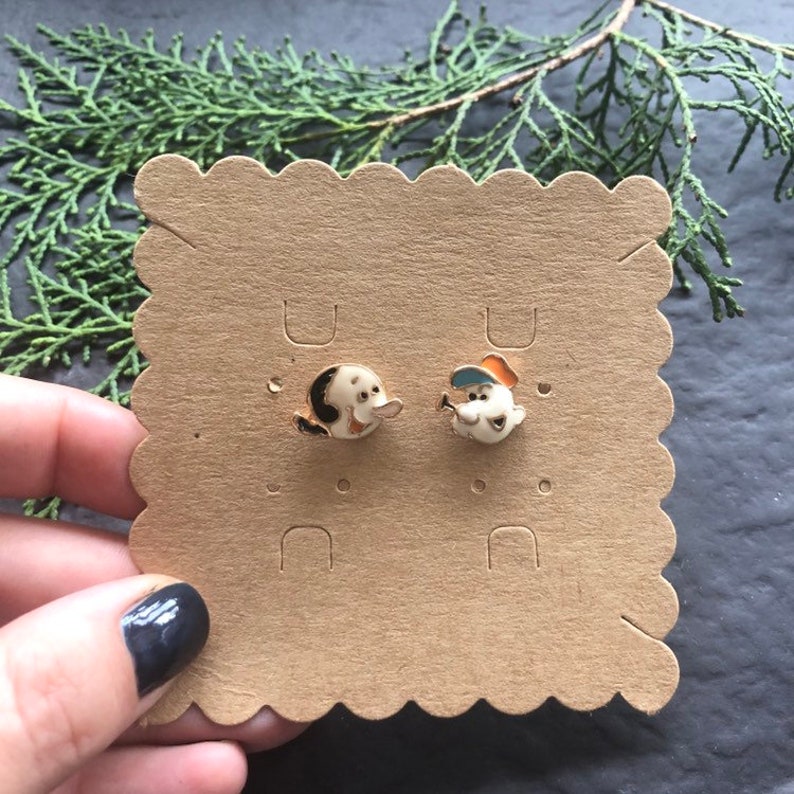 PEA411 Popoye Jewelry Popeye and Olive Oyl Earrings Cartoon Jewelry Cartoon Earrings Stud Earrings