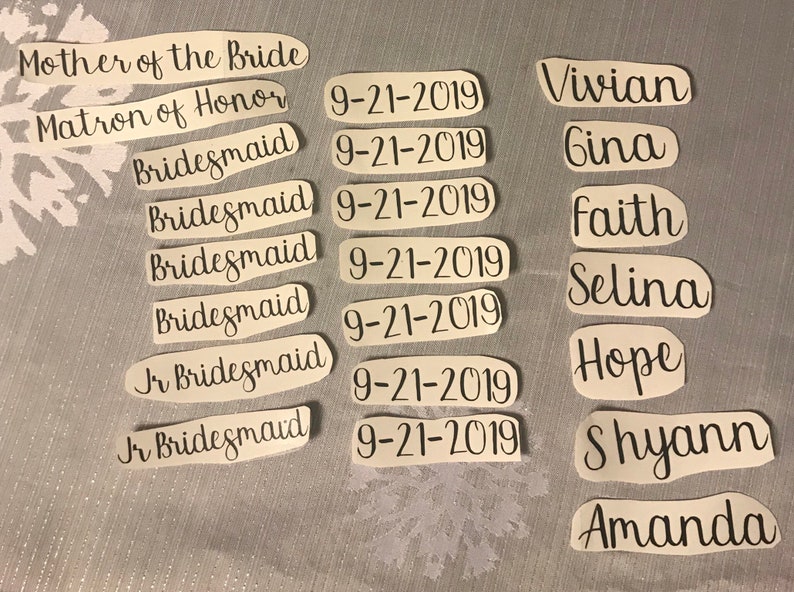 Role and Dates vinyl decal for weddingspecial occasion hangers