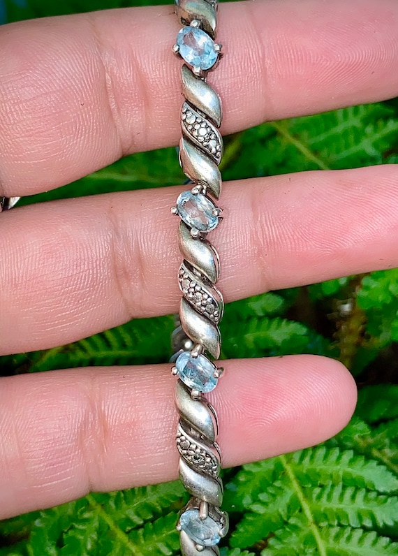 Aquamarine and Sterling Silver Bracelet