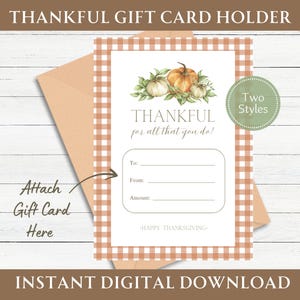 Printable Thanksgiving Gift Card Holder, Thankful for all that you do Gift Card Holder, Thank you Gift Card Holder, Fall Gift Card Holder