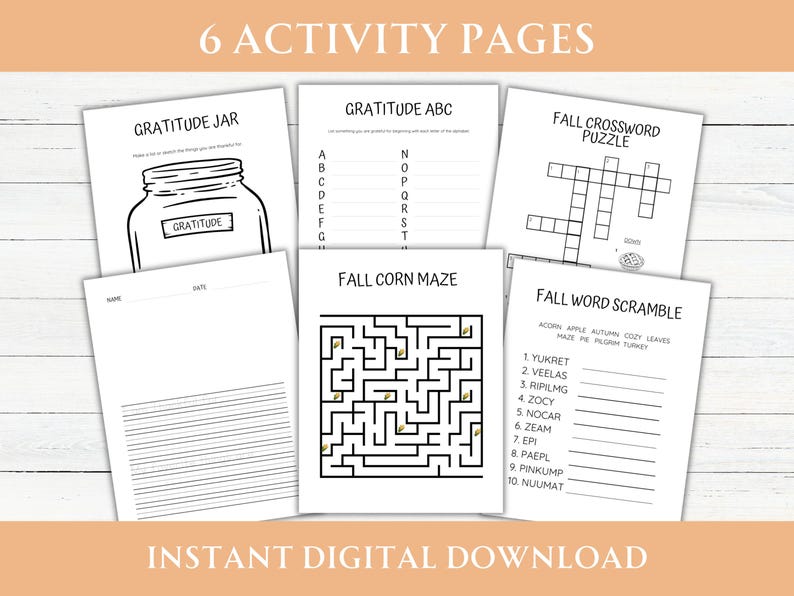 Fall Gratitude Activity Packet, Printable Thanksgiving Activity Pack ...