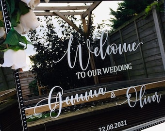 Personalised wedding sign decals. Large Welcome Wedding Engagement Nikkah DIY sign. Custom wedding sign decal