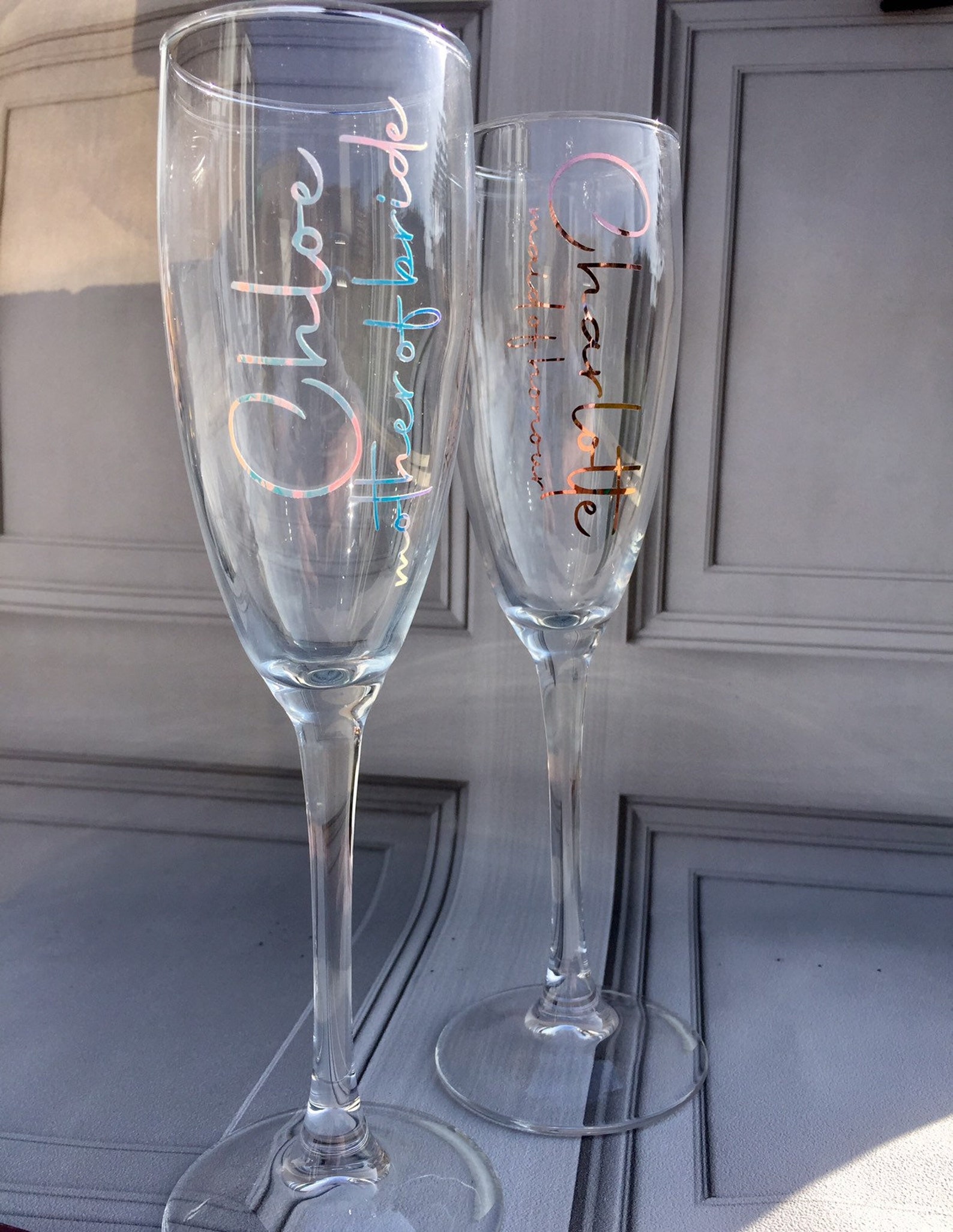 Champagne Flute Decals Glass Decal Wedding Decals Name Etsy UK