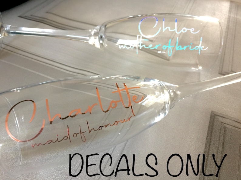 Champagne Flute Decals Glass Decal Wedding Decals Name Etsy UK