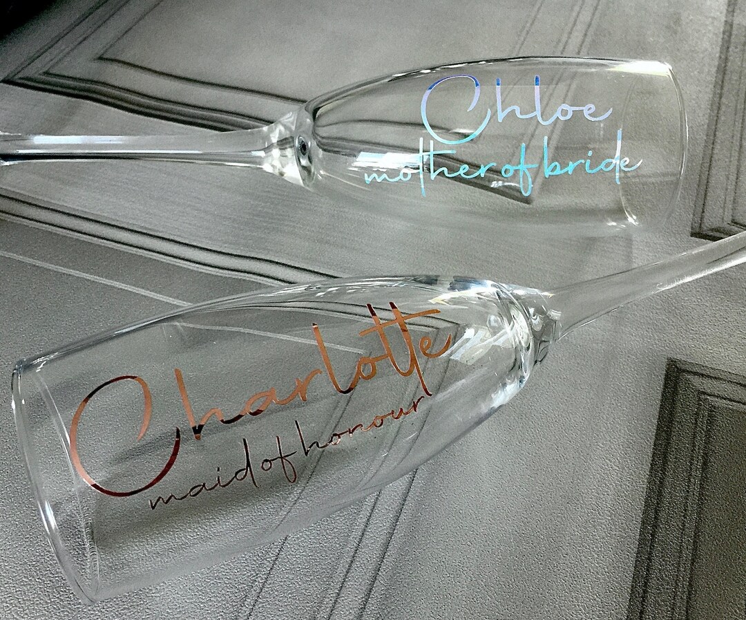 Champagne Flute Decals Glass Decal Wedding Decals Name Etsy UK