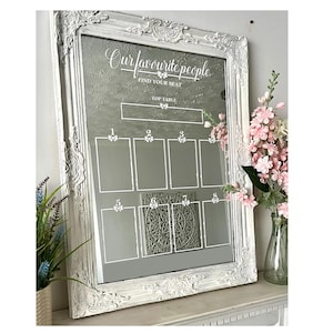 Wedding Table plan decals, Our favourite people, Find your seat decals, bow frames