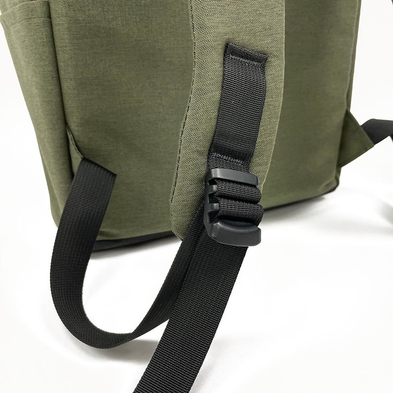 Rolltop Backpack Heathered Green Zero Waste Up-Cycled Nylon Backpack Day Pack Made in USA image 8