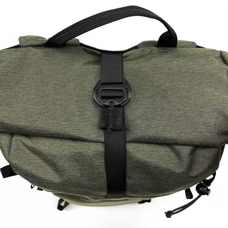 Rolltop Backpack Heathered Green Zero Waste Up-Cycled Nylon Backpack Day Pack Made in USA image 5