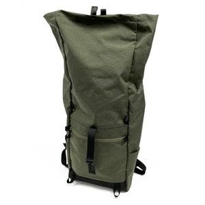 Rolltop Backpack Heathered Green Zero Waste Up-Cycled Nylon Backpack Day Pack Made in USA image 6