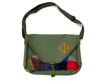 Mercurius Messenger Bag / Green Up-Cycled Shoulder Bag / Everday Pack / Laptop Bag / Made in USA