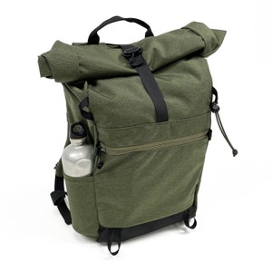 Rolltop Backpack Heathered Green Zero Waste Up-Cycled Nylon Backpack Day Pack Made in USA image 3