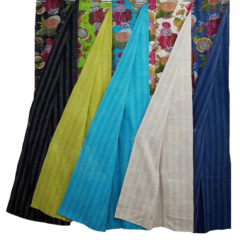 Kantha Quilt Cotton Vintage Handmade Indian Multi Bedspread Throw Blanket Gudri Bohemian Bedding Bedspreads