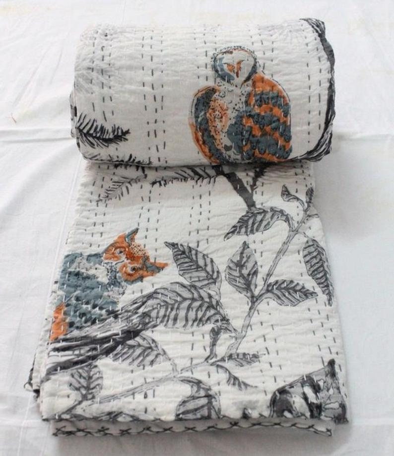 New Owl Indian Handmade Cotton Quilt - Queen