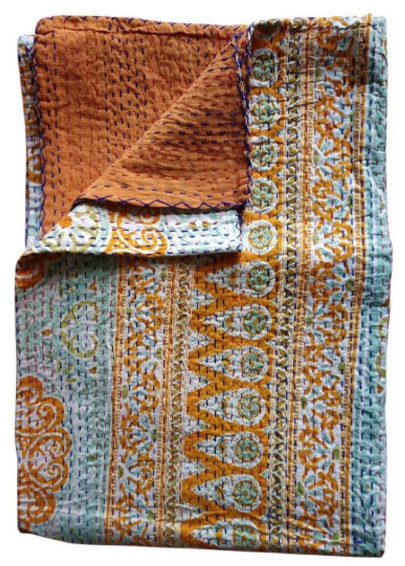 kantha quilt new dark indigo kantha quilt real kantha work indian quilt handmade quilt