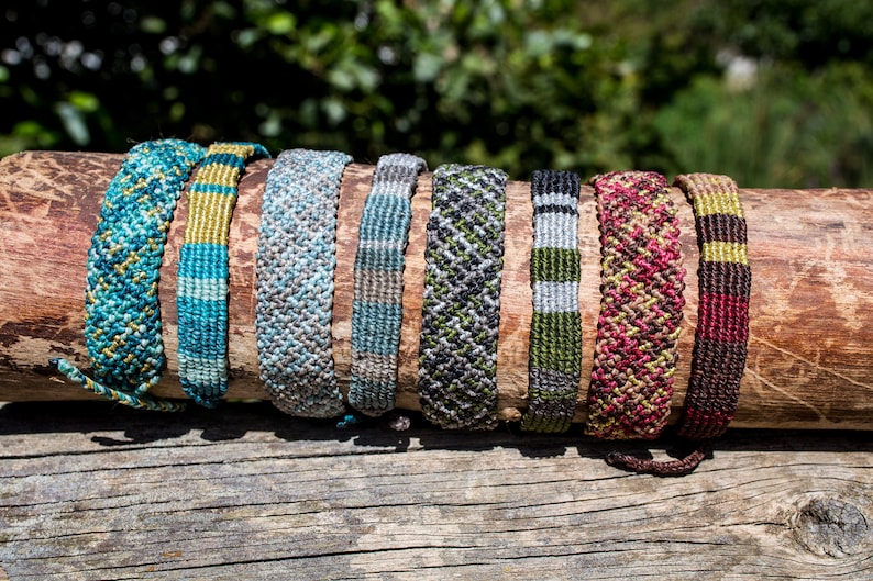 Blue-Grey-Silver Scottis Plaid Hobo Macrame Bracelet For MenHippie Unisex JewelryBoho Woven Mens BraceletScottish Check Pattern Bracelet