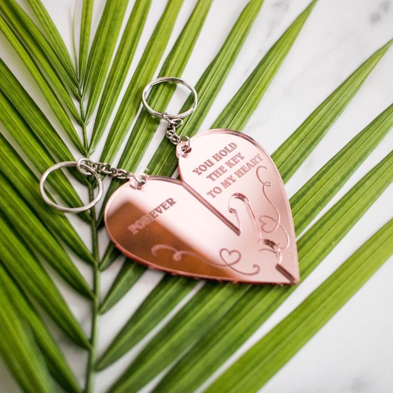 The Key to My Heart Keychain Set Christmas Gift || Custom