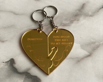 The Key to My Heart Keychain Set Christmas Gift || Custom
