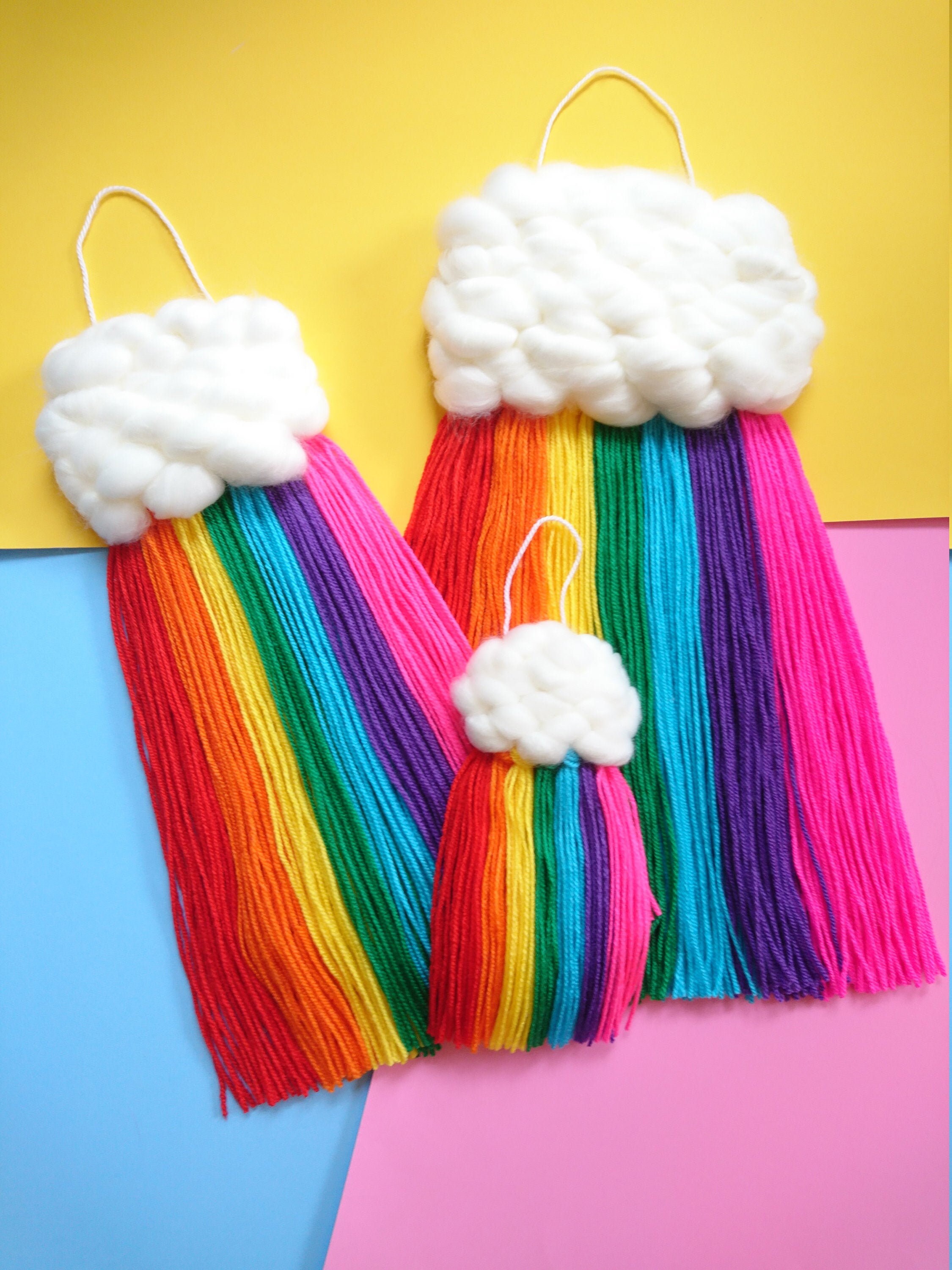 Bright Rainbow Cloud Weave Petit Moyen et Grand Mur Tissé Suspendu Chambre Pour Enfants Décor Maison