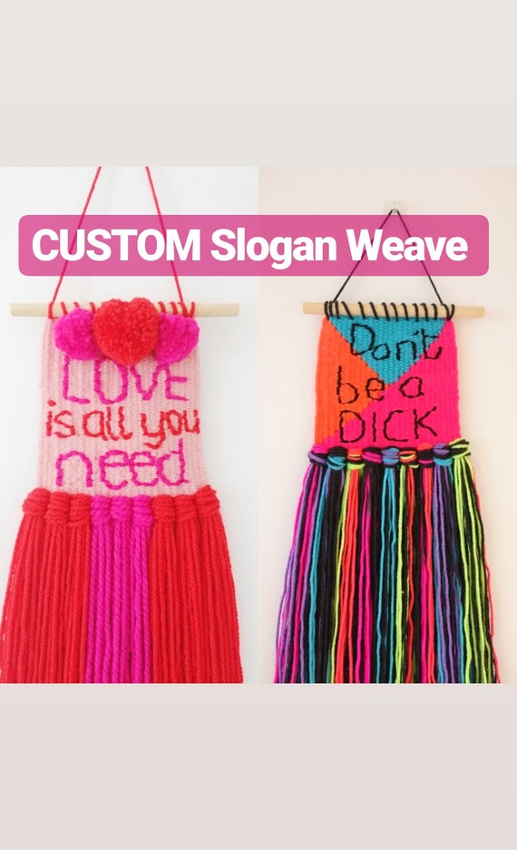 CUSTOM Slogan Weave Your Choice of Colours and Words Woven Etsy