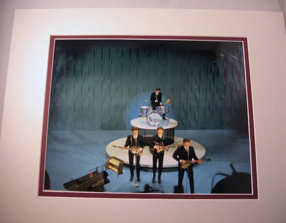 Beatles USA Debut 1964 Ed Sullivan Show 11x14 Double Matted 8x10 Color  Photo Print John Lennon Ringo Paul McCartney George Harrison