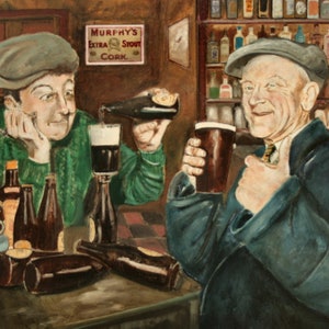 16x20 11x14 or 8x10 Your Choice Irish Pub Classic Art Murphy's Guinness Beer Men with Tweed Caps Having a Pint in Dublin Cork or Killarney