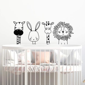 Zebra Rabbit Giraffe Lion Nursery Wall Decal Room Decor Vinyl Sticker