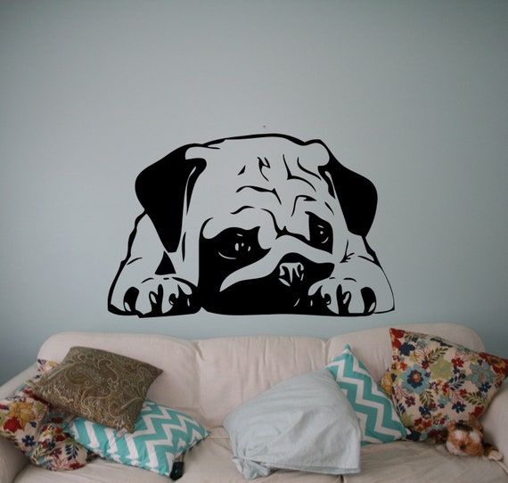 Sleeping Dog Wall Decal Puppy Pug Mural Cute Animals Home Decor Ideas Room Design Interior Art