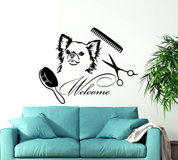 Dog Wall Decal Welcome Grooming Salon Pet Shop Animals Decor Etsy