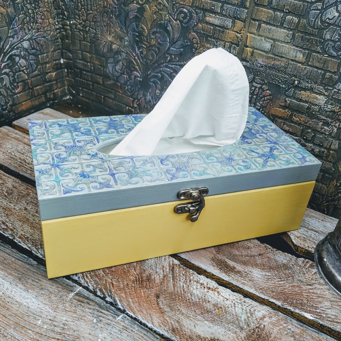 Rectangular Napkin Holder Tissue Box Cover Yellow Gray Napkins Etsy UK