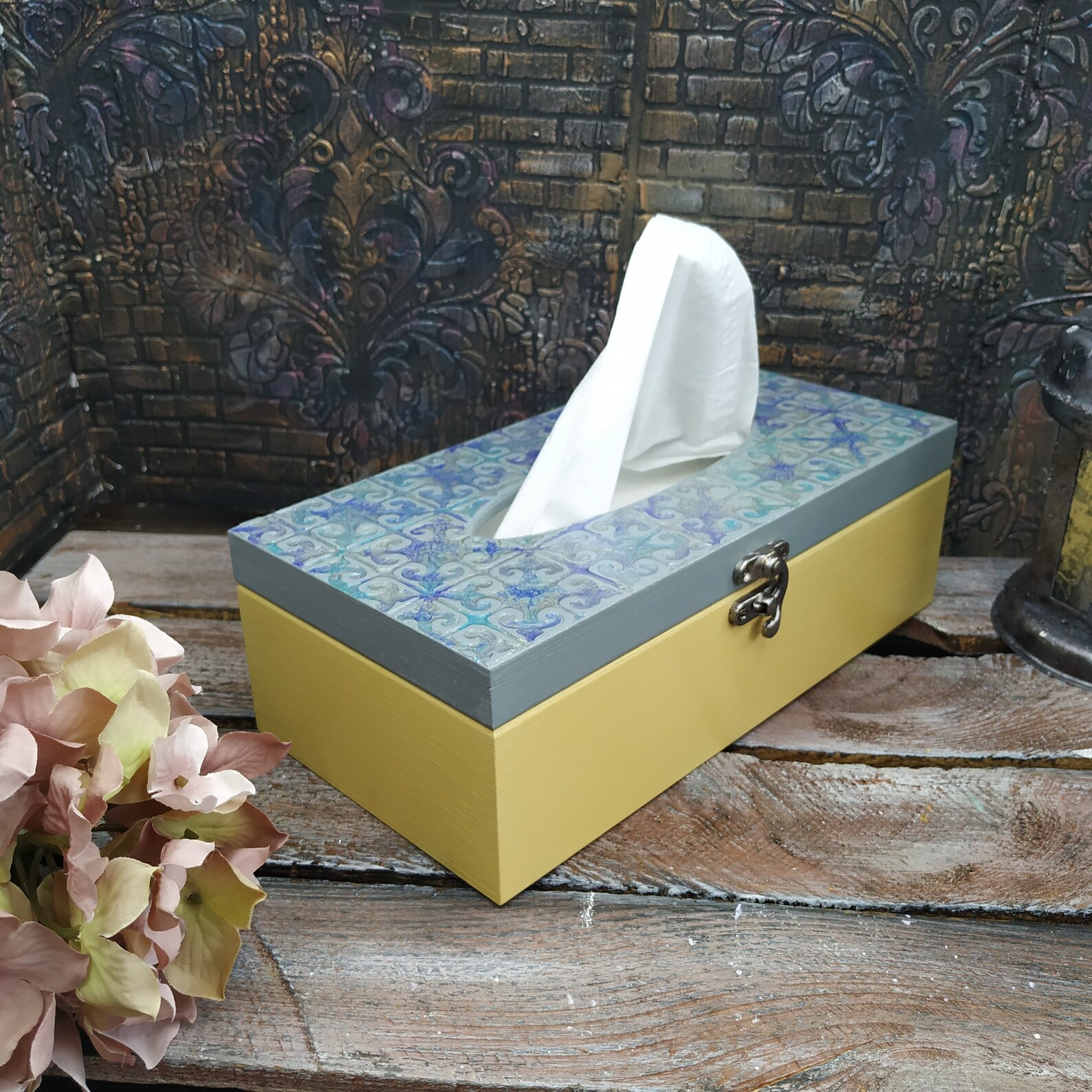 Rechteckige Serviette Halter Tissue Box Abdeckung gelb grau | Etsy