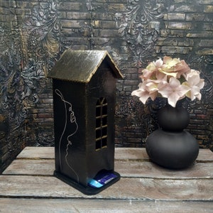 Large black hidden storage for condoms Wood house Hide condom holder for shelf