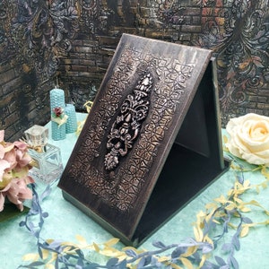 Vanity mirror Vintage style table mirror Compact wood makeup mirror for bathroom Victorian style home decor