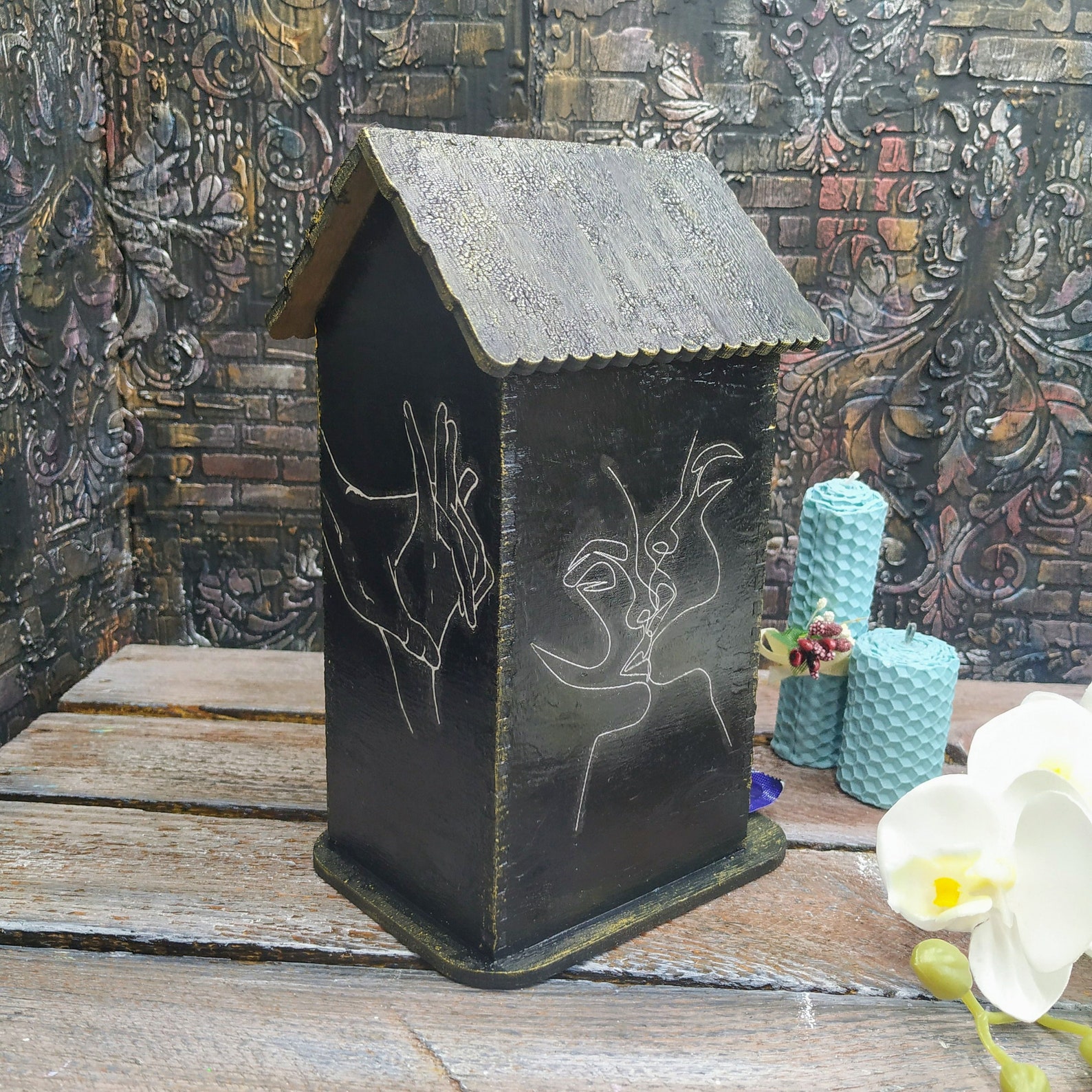 Black hidden storage Condom dispenser Wood house Hide condom Etsy