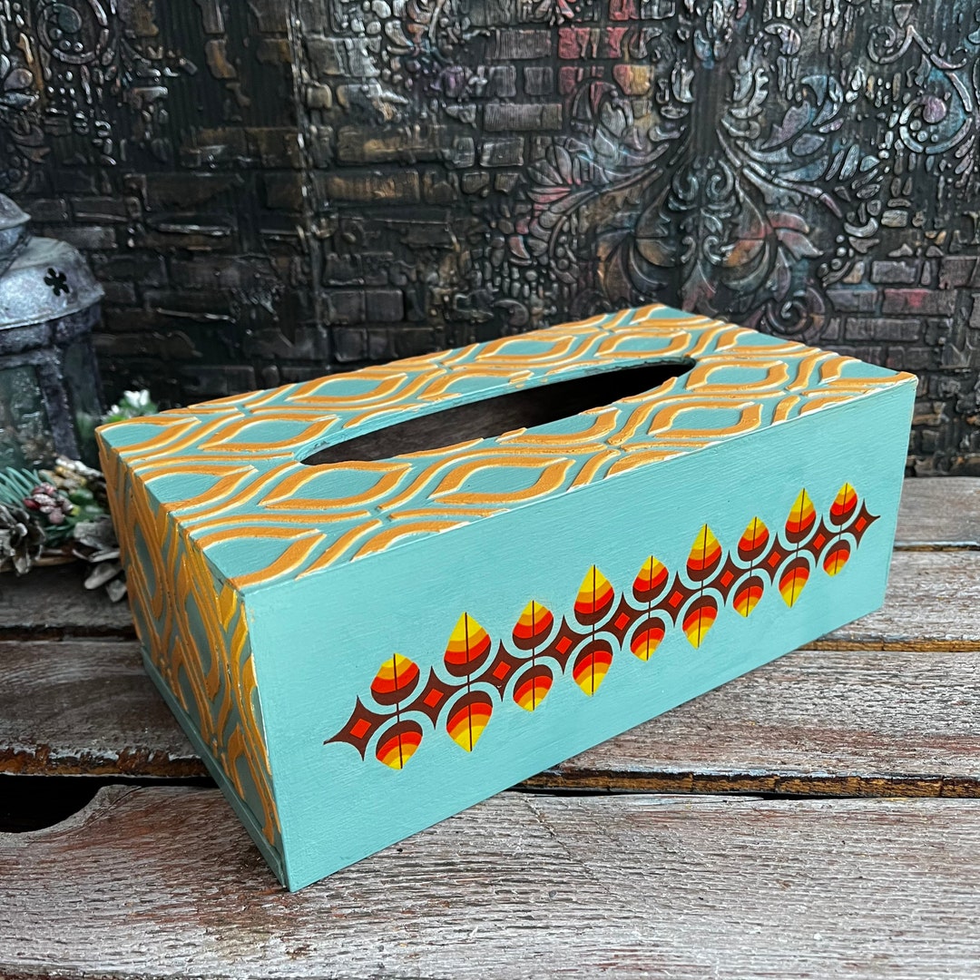 Art Deco Tissue Box Cover Wood Napkin Holder Mint Green Etsy