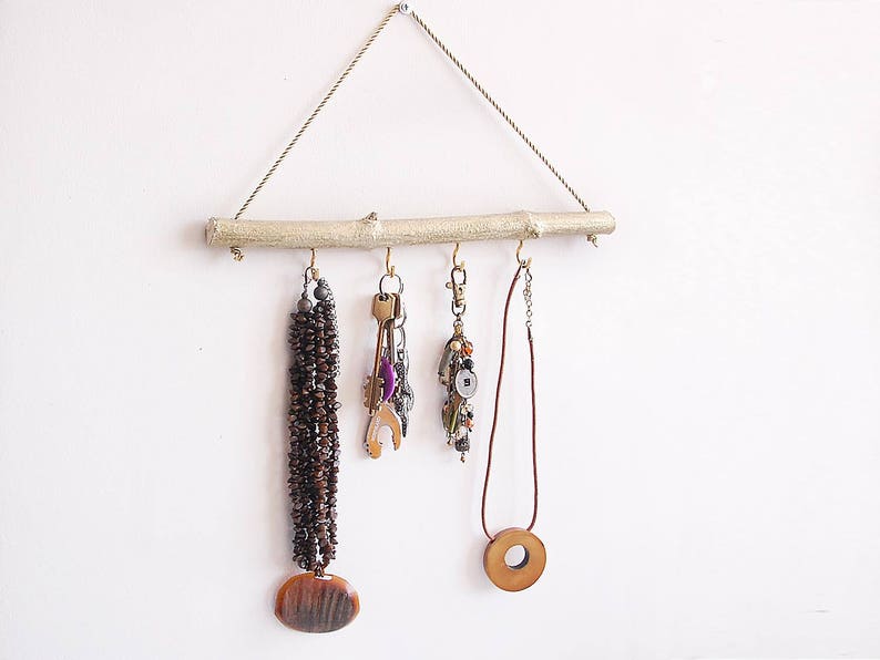Gold Jewelry Holder for Wall Birch Branch Decor Hanging Etsy