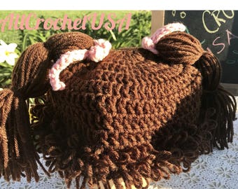 Cabbage Patch Inspired Crochet Baby Hat: Acrylic Doll Wig