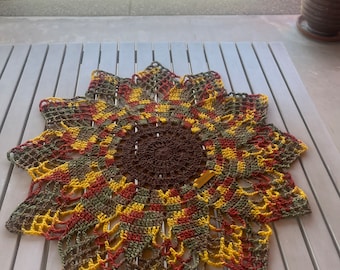 Medium sunflower crochet doily