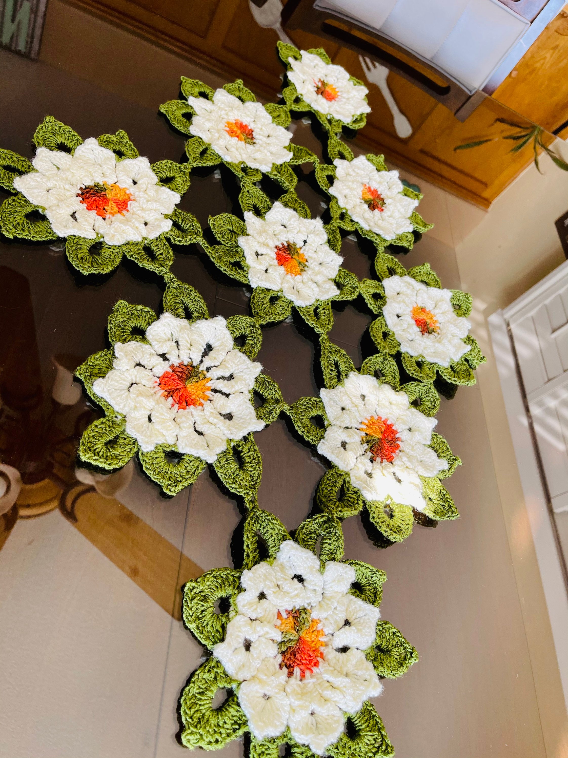 Flowers table runner crochet crochet table runner flowers Etsy