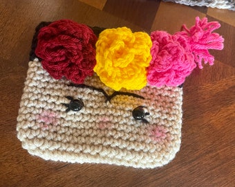 Frida Kahlo Inspired Crochet Pouch: Handmade Mexican Accessories