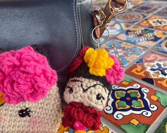 Crochet Frida Kahlo Keychain: Mexican Decor, Cinco De Mayo Gift