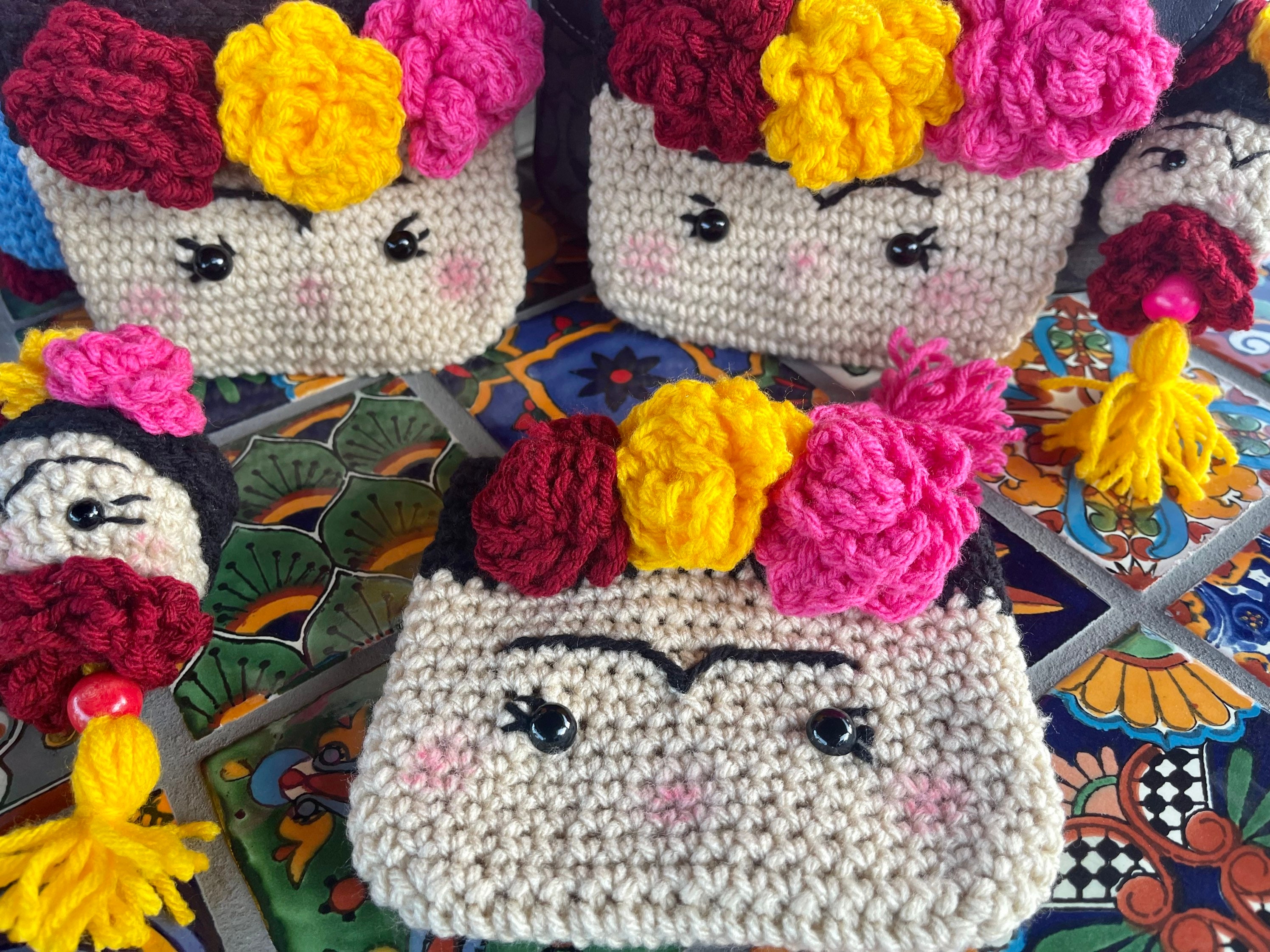 Crochet Pouch Pouch Inspired Frida Kahlo Crochet Mexican Crochet Pouch Frida Crochet Gift Frida Kahlo Mexican Pouch Crochet Accessories Etsy