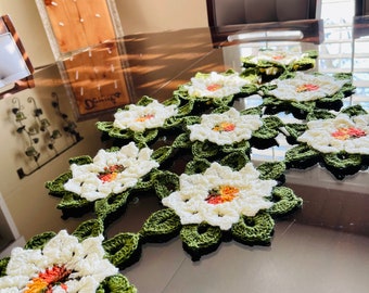 Handmade Crochet Flower Table Runner: Easter Decor