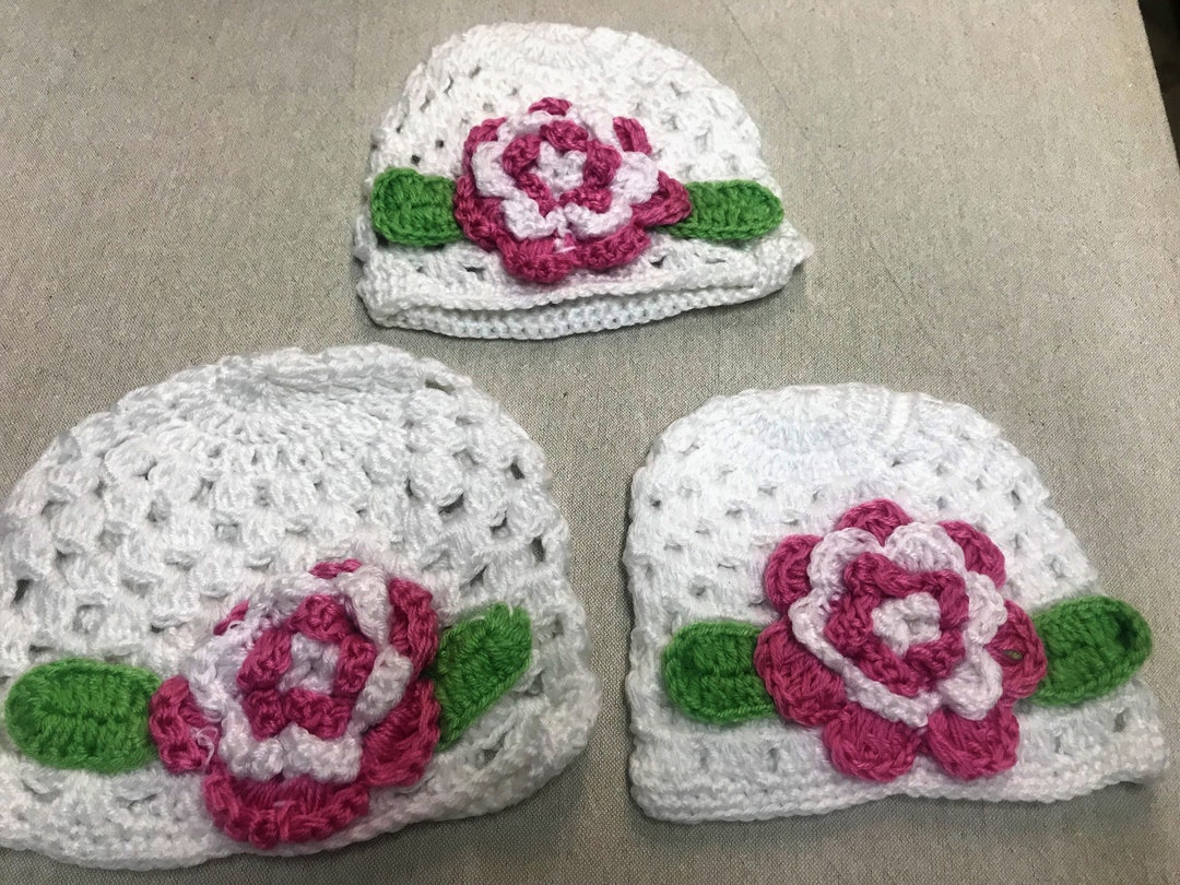 Crochet Baby Hat With Flower, Baby Hat for Girls, Baby Hat Gift for